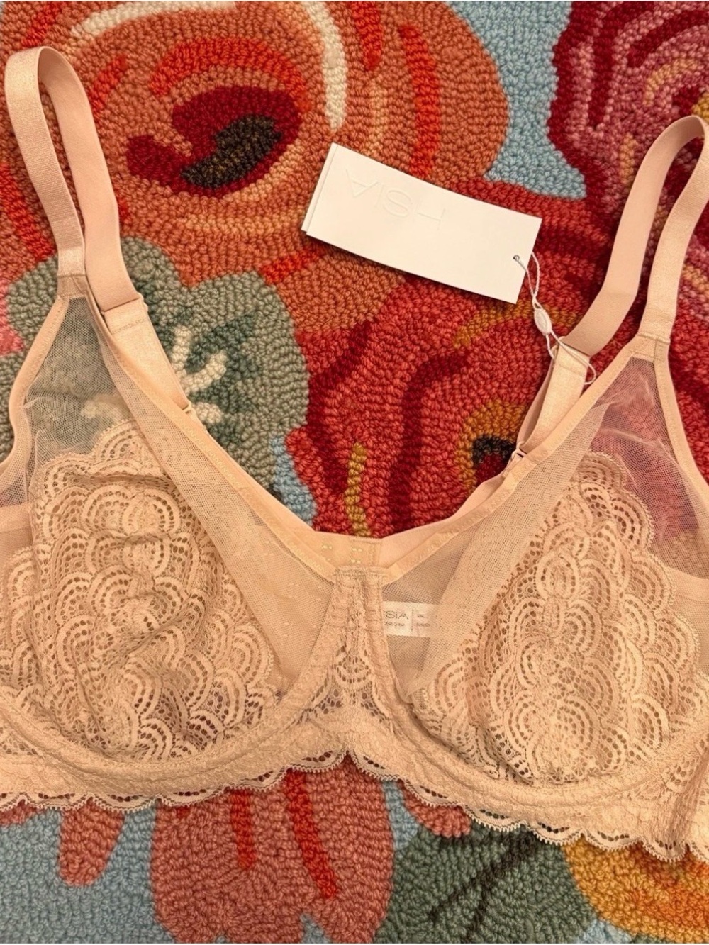 HSIA Scalloped Lace Underwire Bra in Nude 40DD